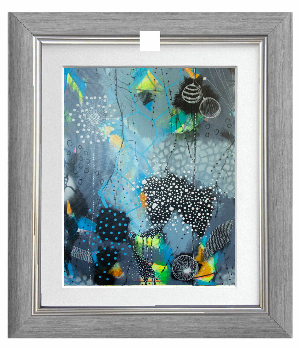 Simply Art Dolcezza: The Love of Blue Happiness Abstract Art Ruffled Dress