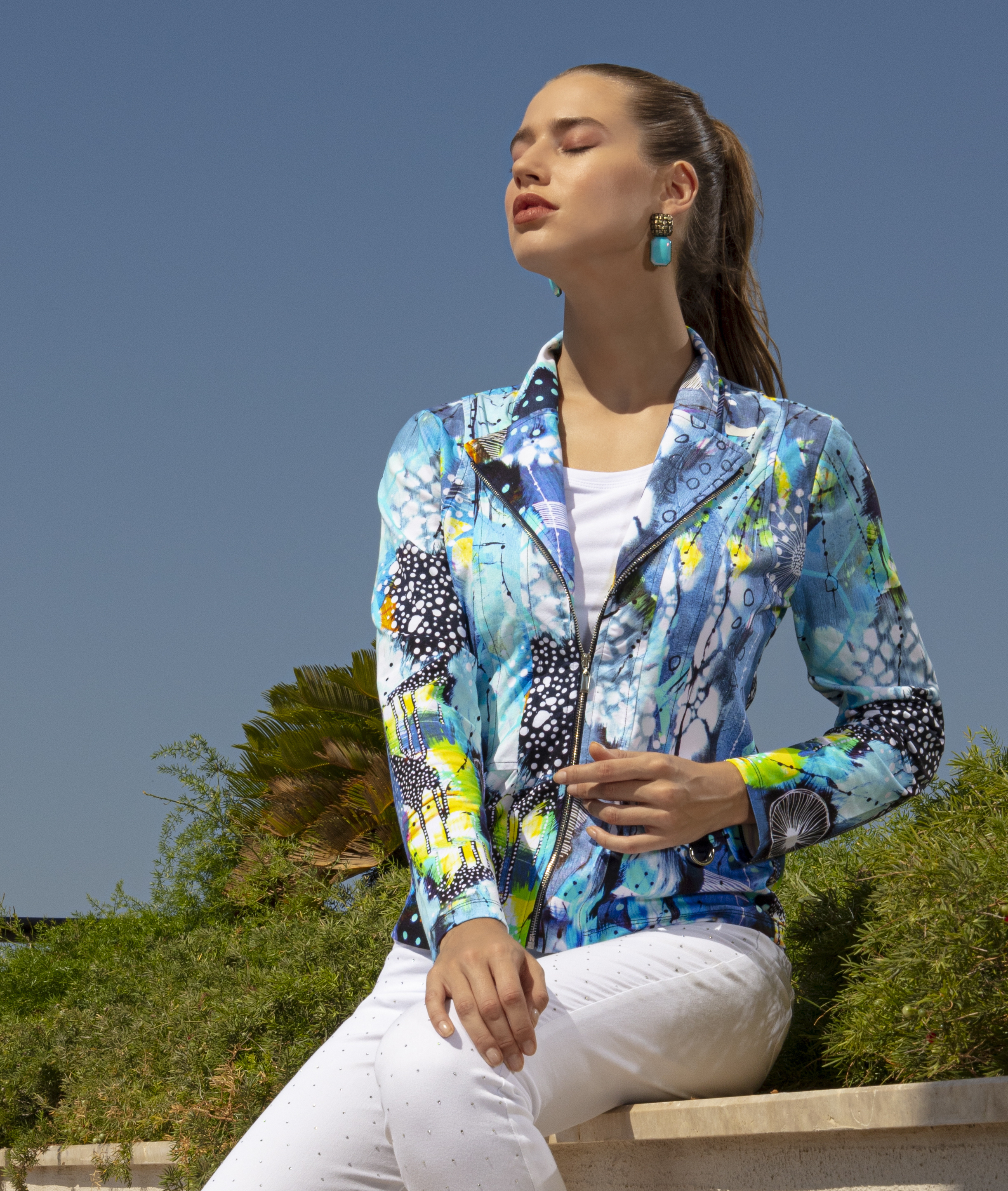 Simply Art Dolcezza: The Love of Blue Happiness Abstract Art Zip Jacket (1 Left!) DOLCEZZA_SIMPLYART_20628