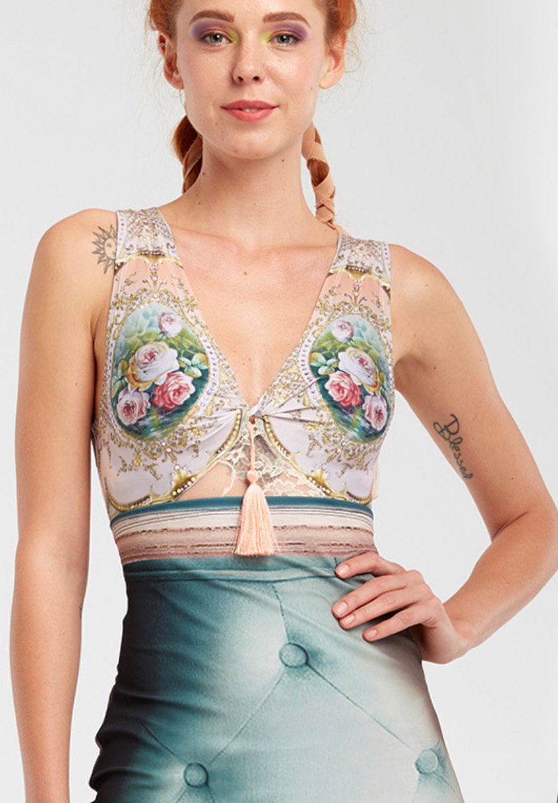IPNG: Inna Me Rose Bouquet Decolletage Illusion Top (Some Ship immed!) IPNG_TIMB-046