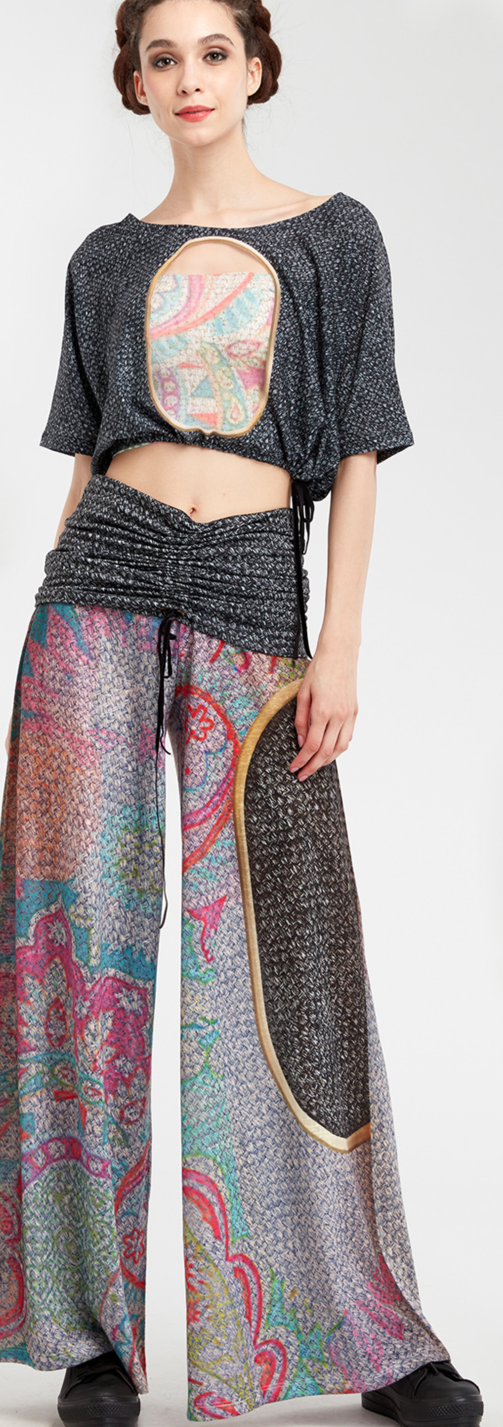 IPNG: Royal Summer Stamp Illusion Comfort Drape Pants (Some Ship Immed!)