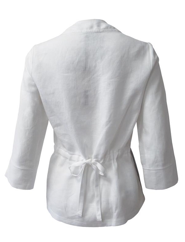 Maloka: Apples & Cherries Abstract Art Linen Buttoned Down Jacket