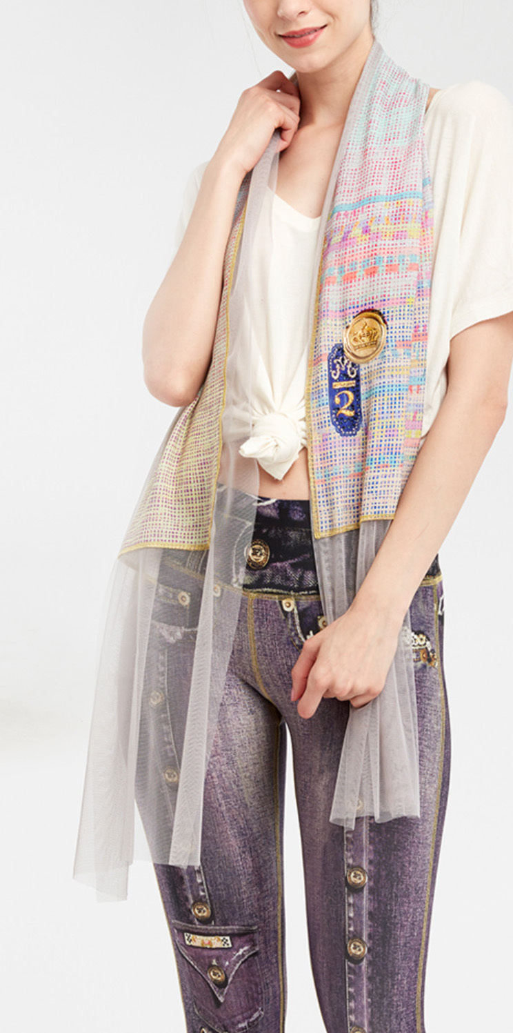 IPNG: Royal Summer Stamp Color Contrast Illusion Scarf (Ships Immed, 1 Left!)