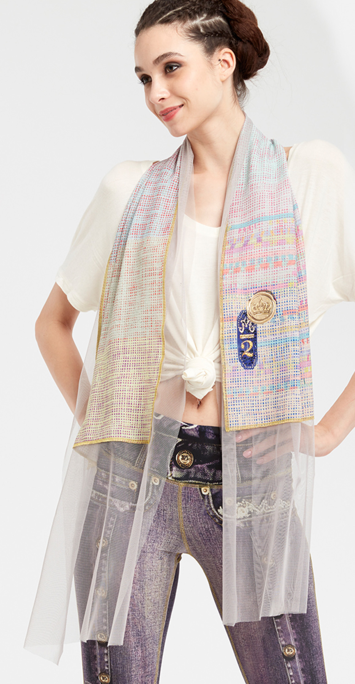 IPNG: Royal Summer Stamp Color Contrast Illusion Scarf (Ships Immed, 1 Left!) IPNG_RSSSCA-120