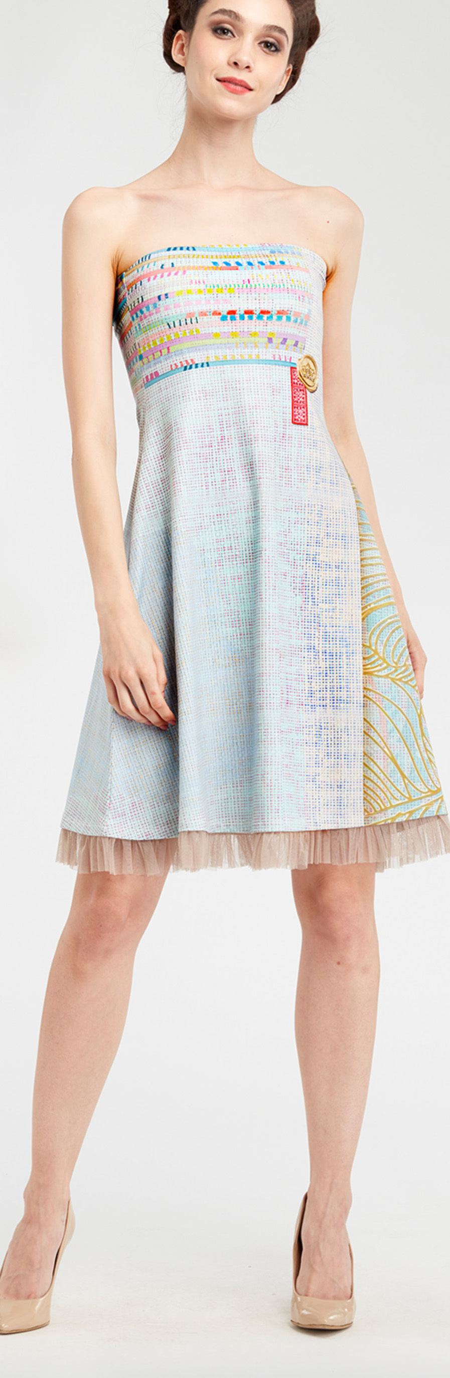 IPNG: Royal Summer Stamp Pastel Colors Illusion Midi Gown (Some Ship Immed!) IPNG_RSSD-098