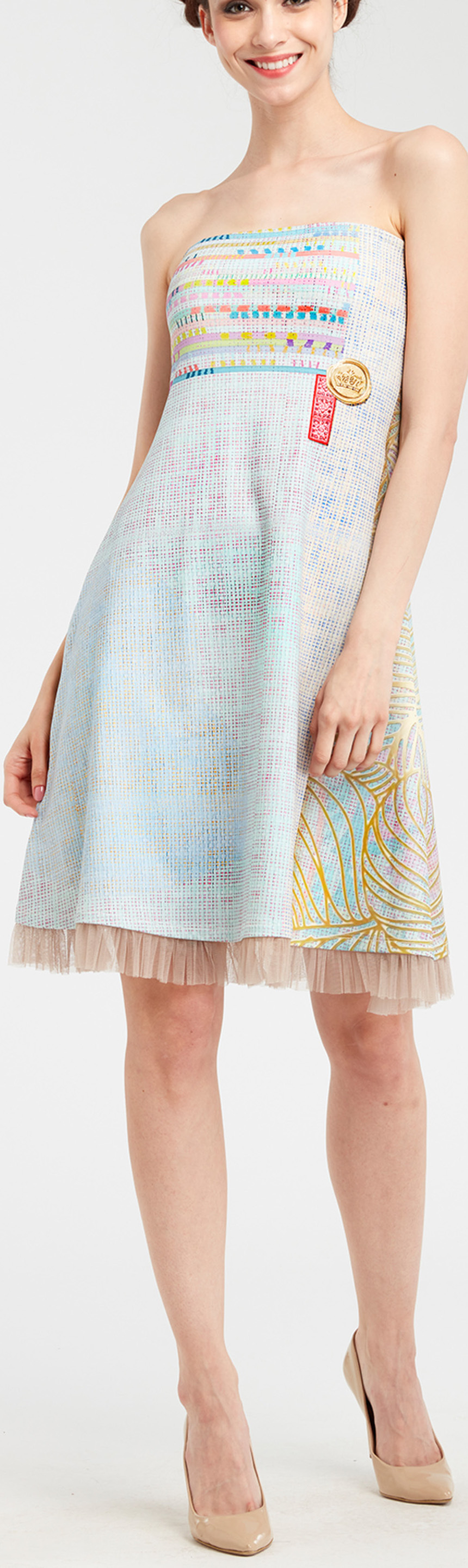 IPNG: Royal Summer Stamp Pastel Colors Illusion Midi Gown (Some Ship Immed!)