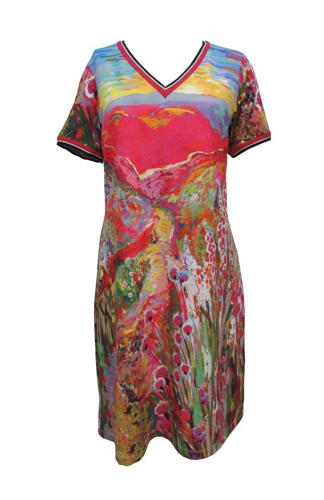 Maloka: Pink Isles Abstract Art Dress/Tunic
