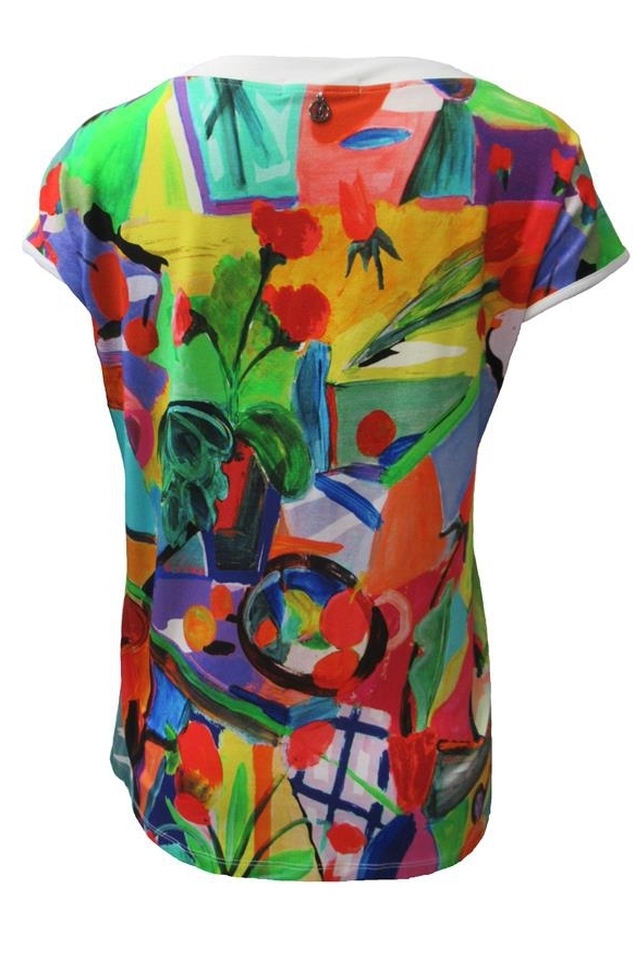 Maloka: Apples & Cherries Abstract Art Keyhole Top