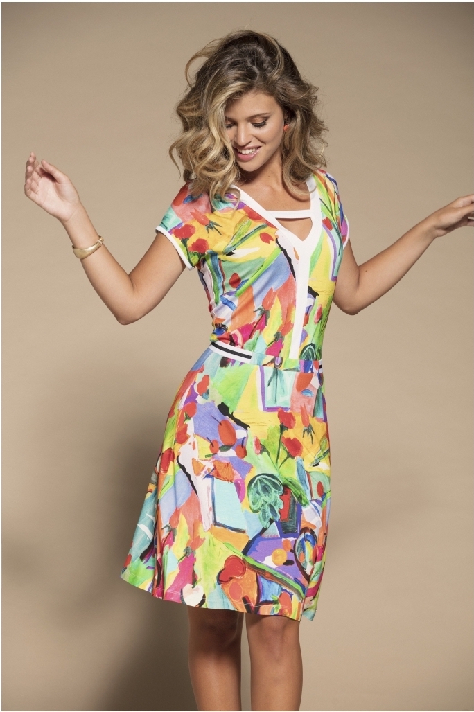 Maloka: Apples & Cherries Abstract Art Keyhole Top