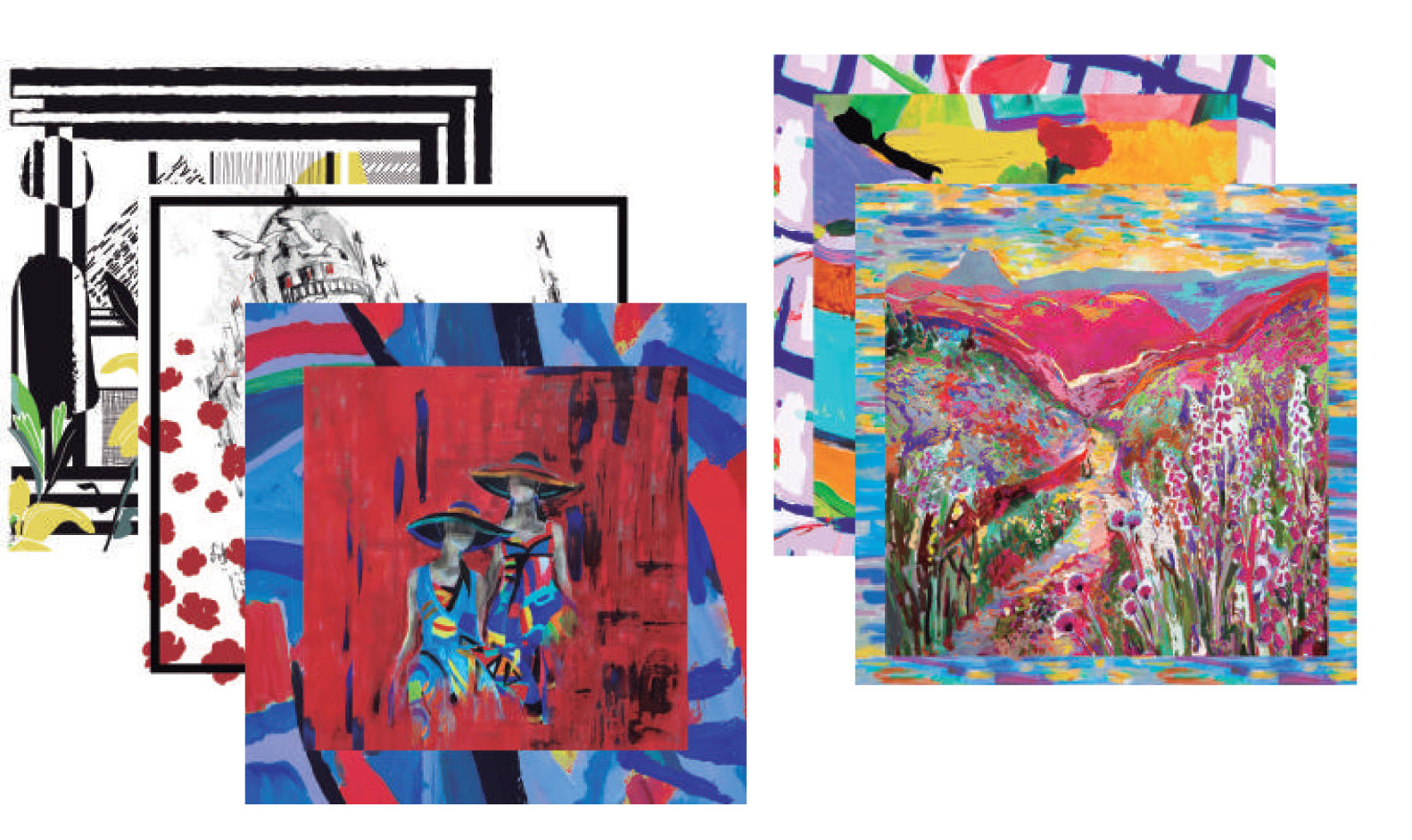 Maloka: Pink Isles Abstract Art Scarf (Many Art Patterns!)