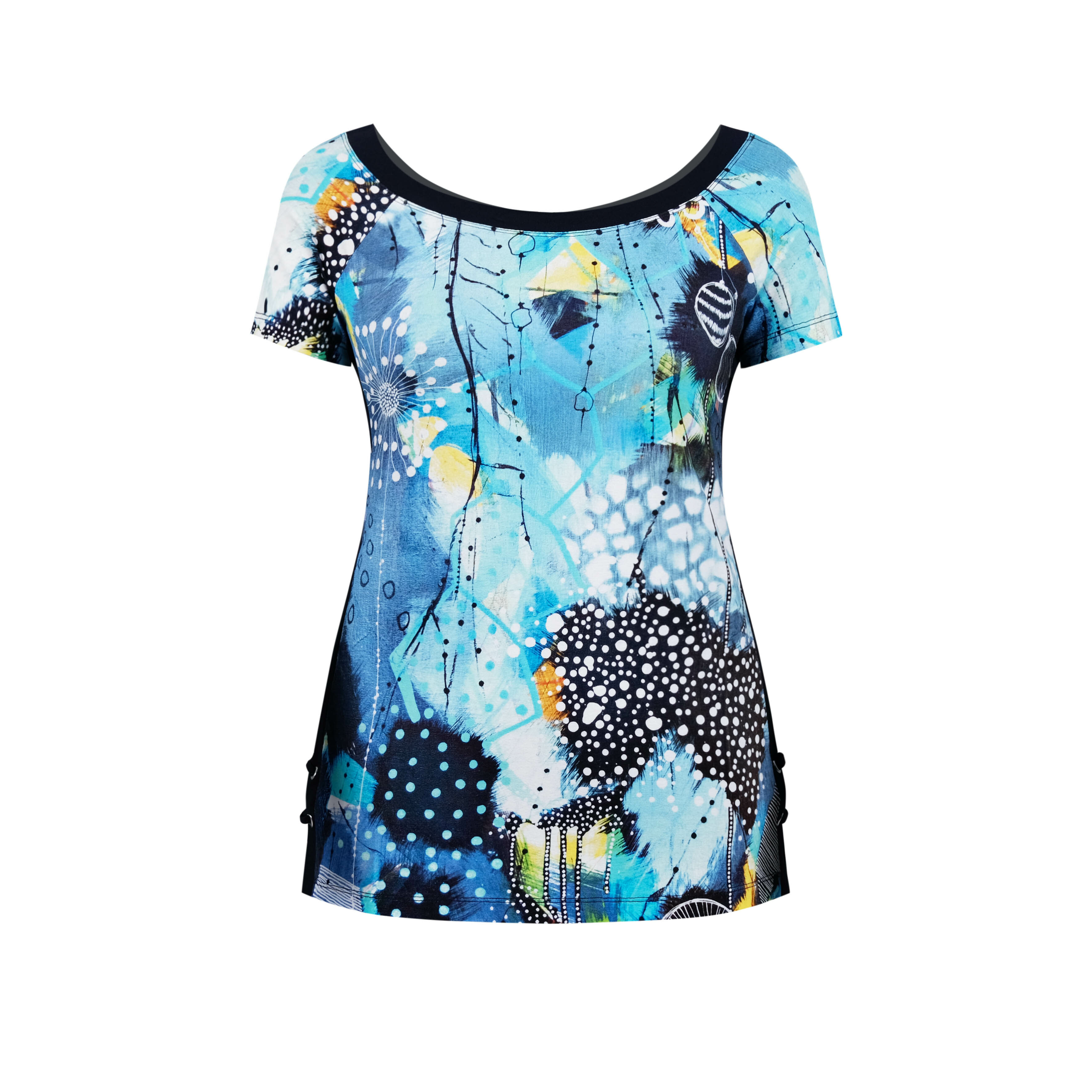 Simply Art Dolcezza: The Love of Blue Happiness Side Criss Cross Abstract Art Top SOLD OUT