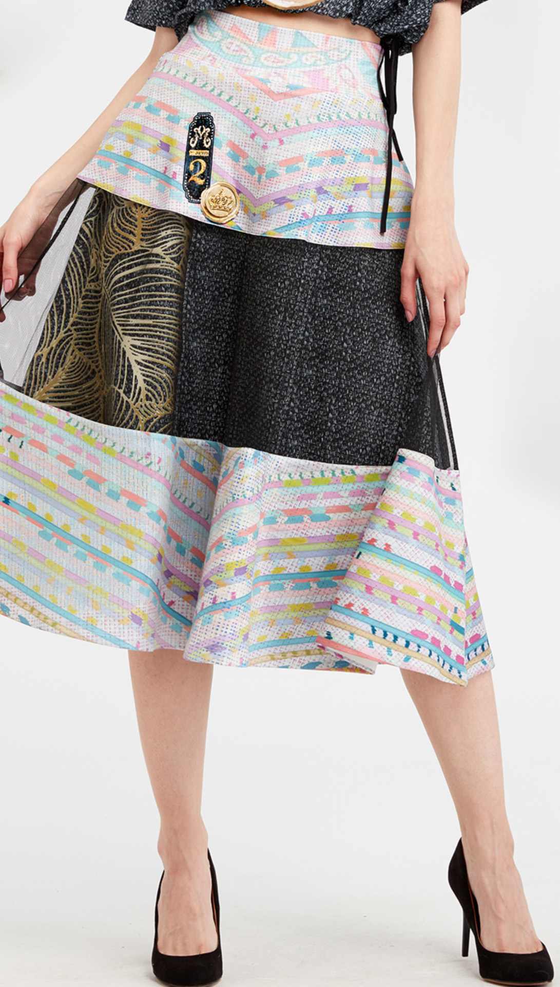 IPNG: Royal Summer Stamp High Waisted Illusion Skirt (Ships Immed!)