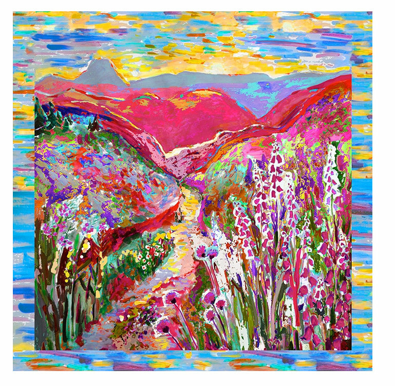 Maloka: Pink Isles Abstract Art Scarf (Many Art Patterns!) MK_FRANKIE_SCARF_N