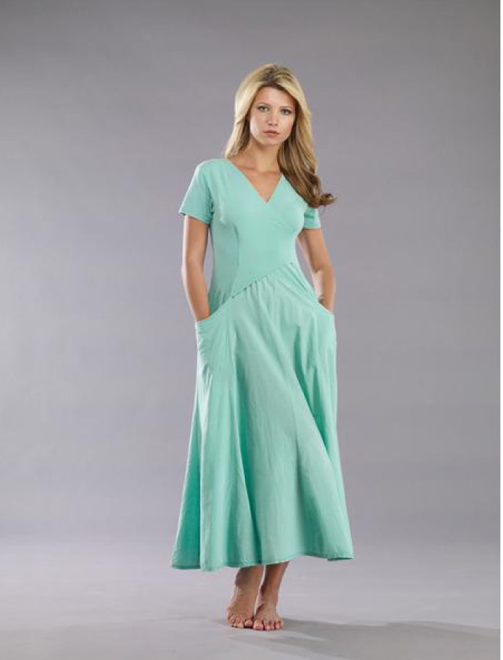 Luna Luz: Short Sleeve Cross Over Bodice Long Dress (Ships Immed: Electric Blue, Black!) LL_518_NEW2