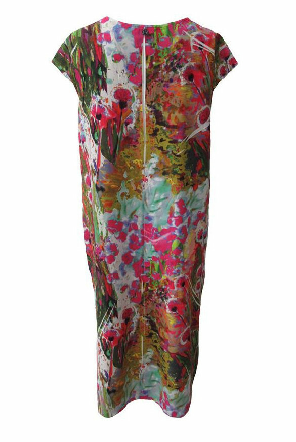 Maloka: Pink Isles Abstract Art Bow Midi Dress (Few Left!)