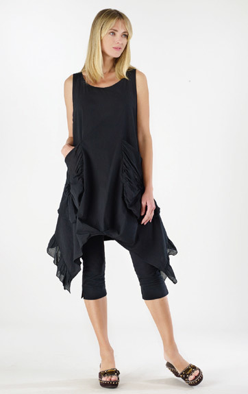 Luna Luz: Asymmetrical Free Flow Cotton Tunic (Ships Immed in Lapis Blue!) LL_502_N