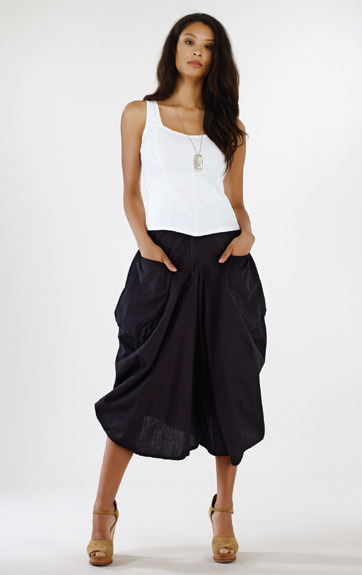 Luna Luz: Draped Cotton Cropped Culotte Skirt (Ship Immed, 1 Left!) LL_216_N