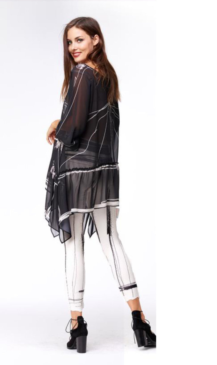 IPNG: Tuxedo Scribbled Asymmetrical Sketch Wear Tunic (Ships Immed, 1 Left!)
