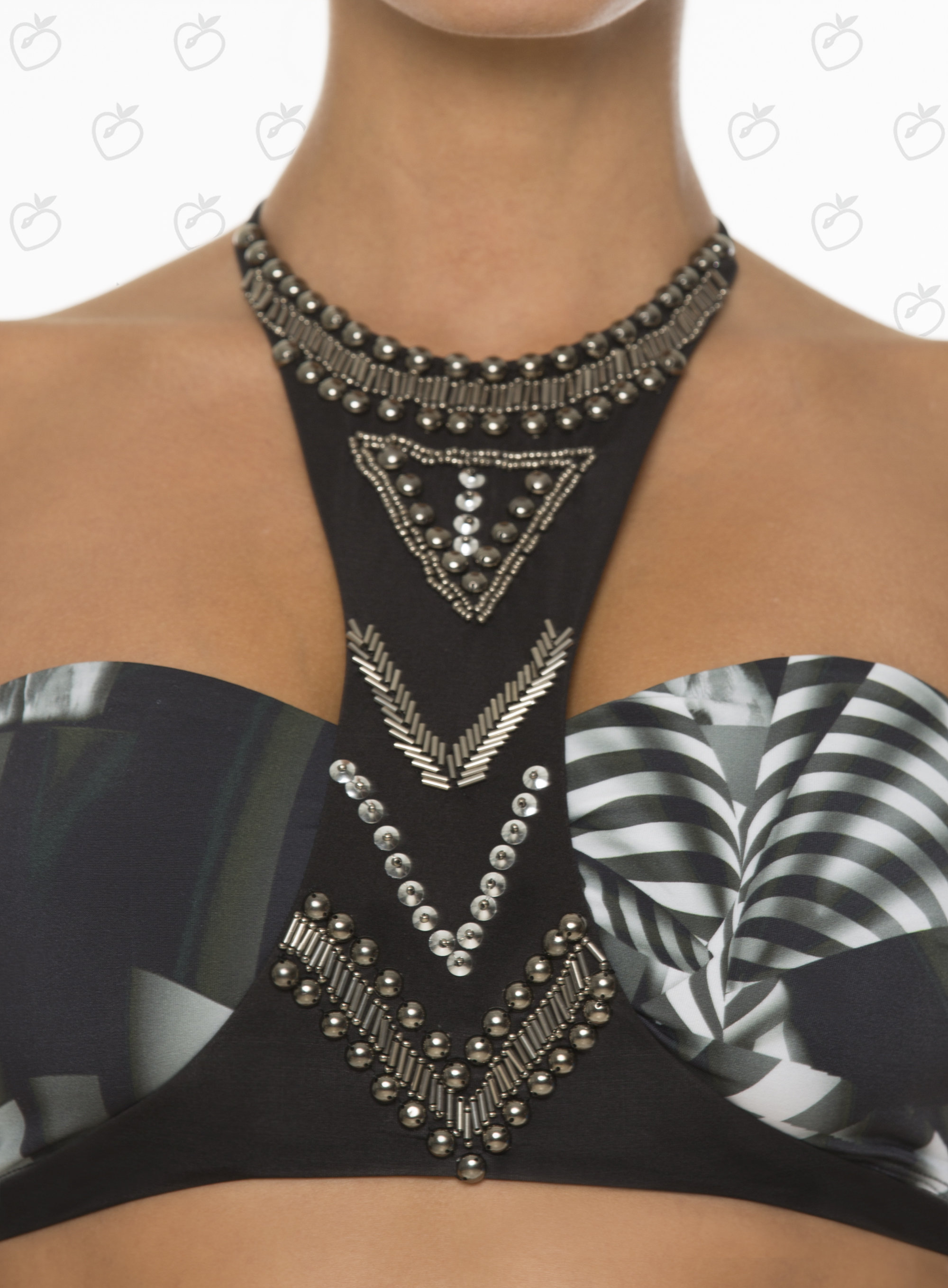 Paradizia Swimwear: Black Onyx Cutout Bikini Top (Shown with Matching Onyx Bottoms, 1 Left!)