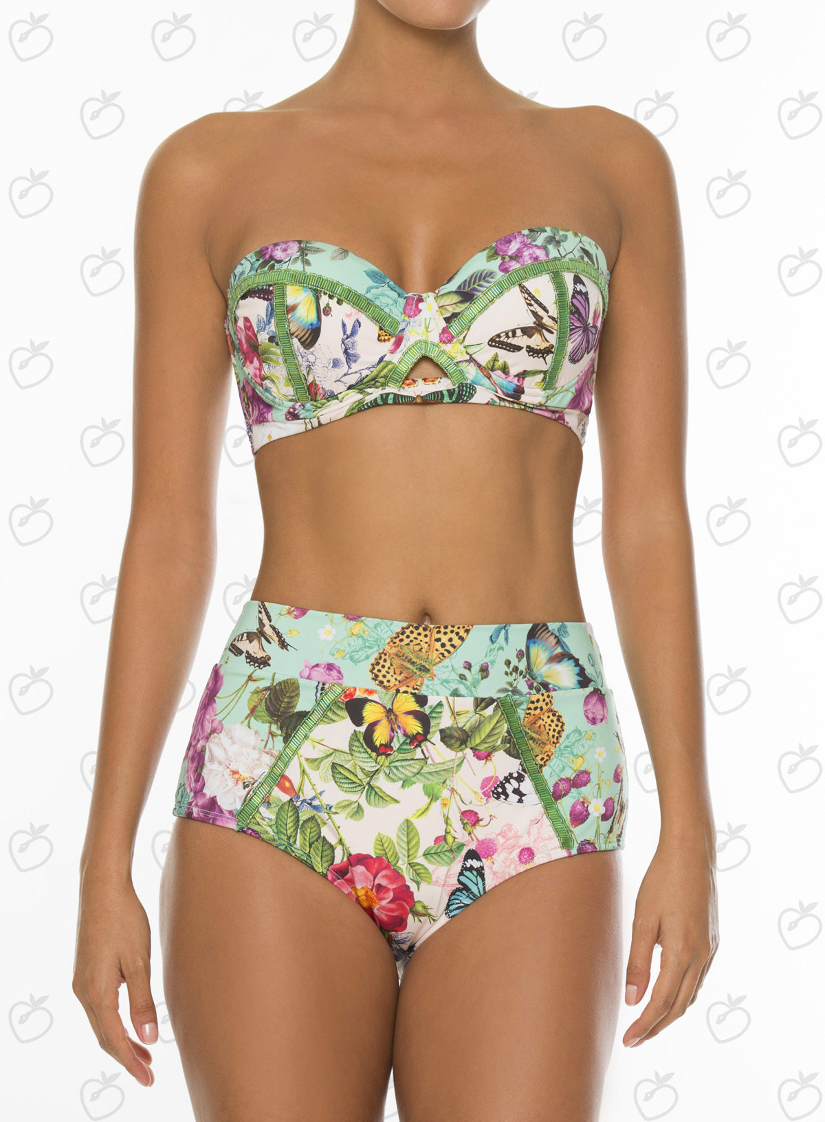 Paradizia Swimwear: Pink Butterflies High Waisted Bottoms (1 Left!)