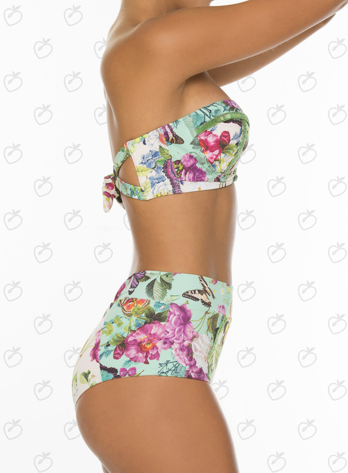 Paradizia Swimwear: Pink Butterflies High Waisted Bottoms (1 Left!)