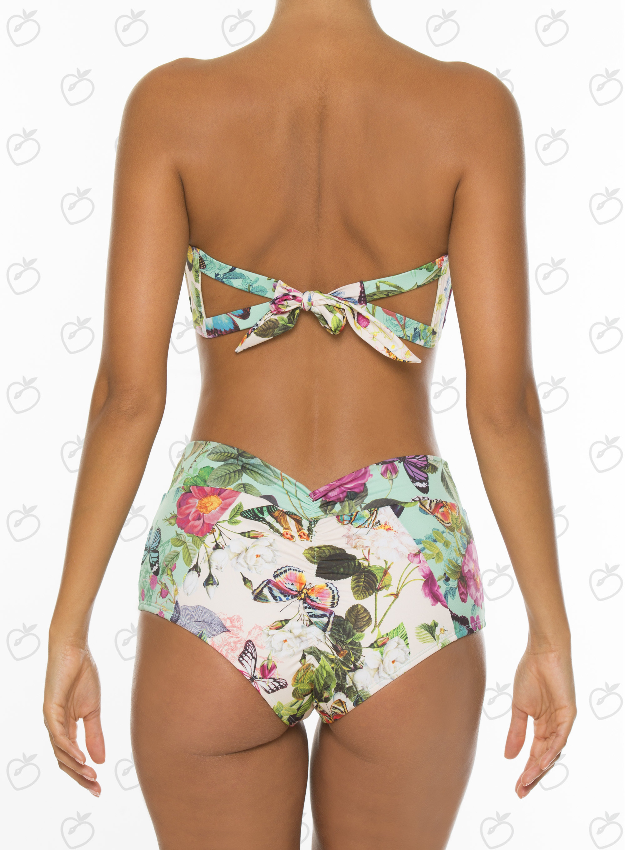Paradizia Swimwear: Pink Butterflies High Waisted Bottoms (1 Left!)
