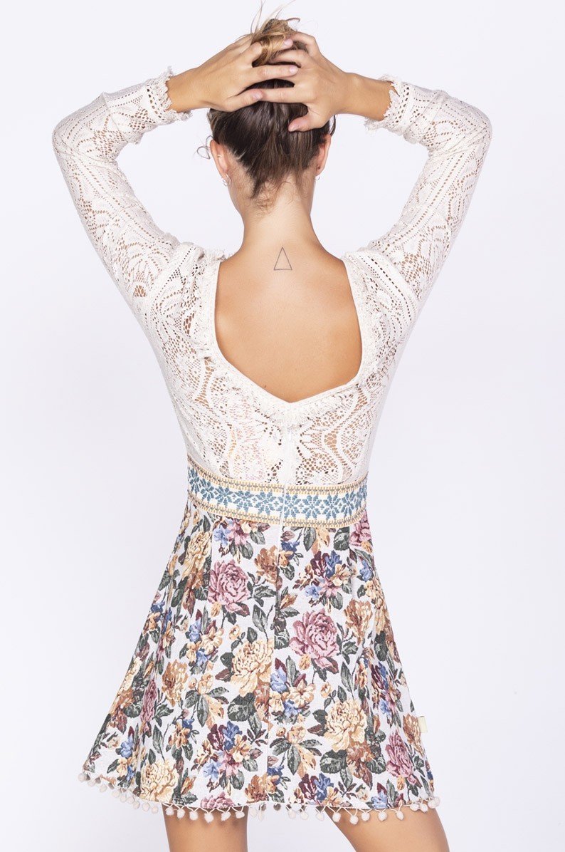 Savage Culture: Floral Flutter Cotton Dress Indo