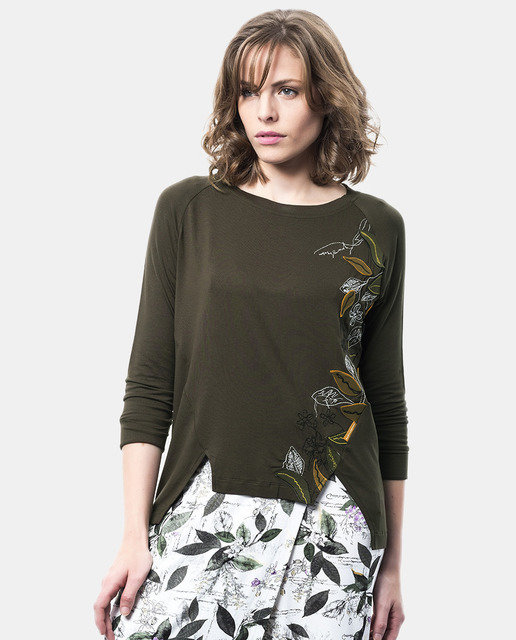 Mamatayoe: Olive Martini Falling Petals Asymmetrical Tunic MT_OLIVE_N