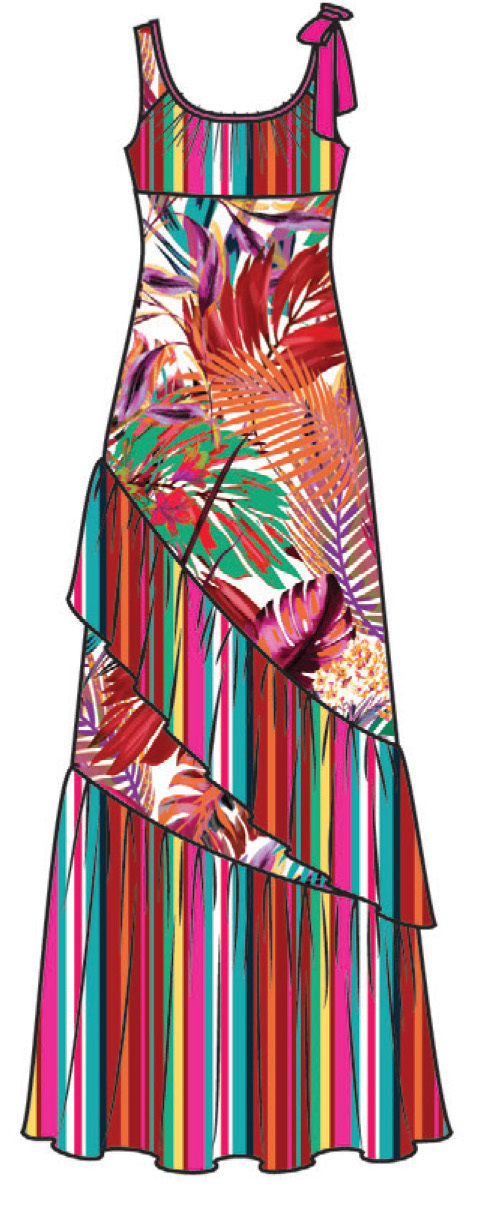 Paul Brial: Jungle Of Pink Purple Blooms Maxi Dress (Few Left!)