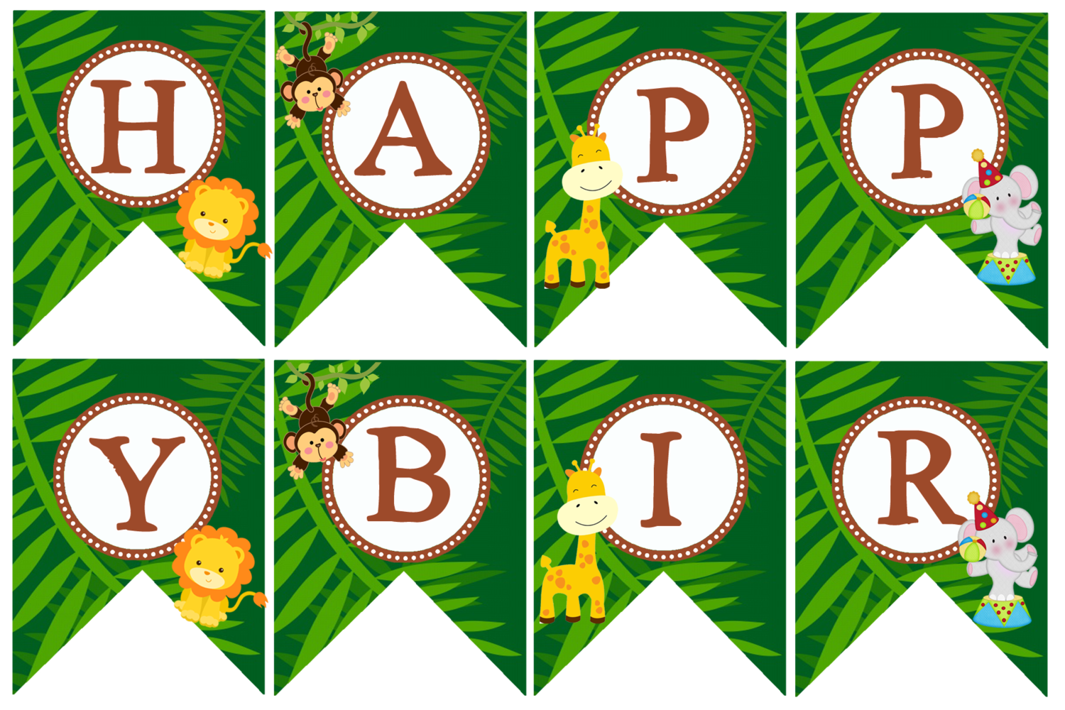 Personalized Jungle Birthday Bunting Banner with Name