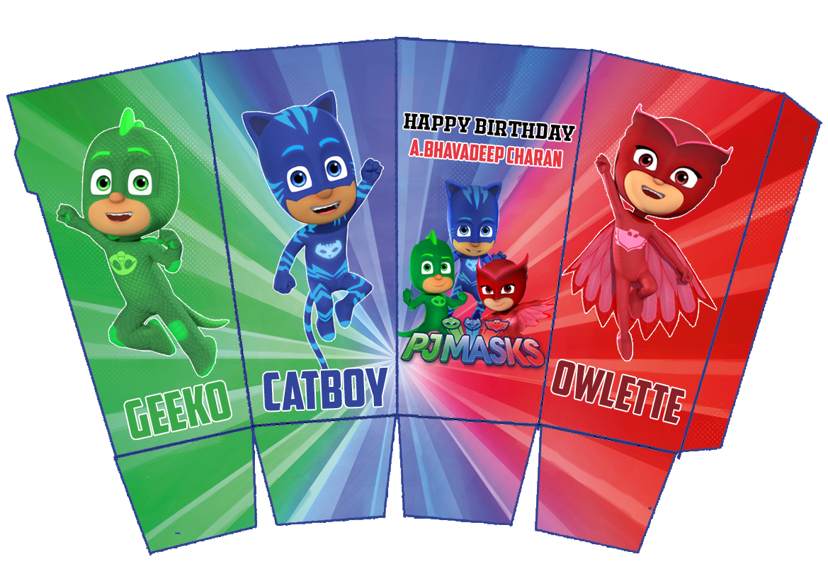 Personalized PJMask Birthday Popcorn Boxes (10 Pcs)