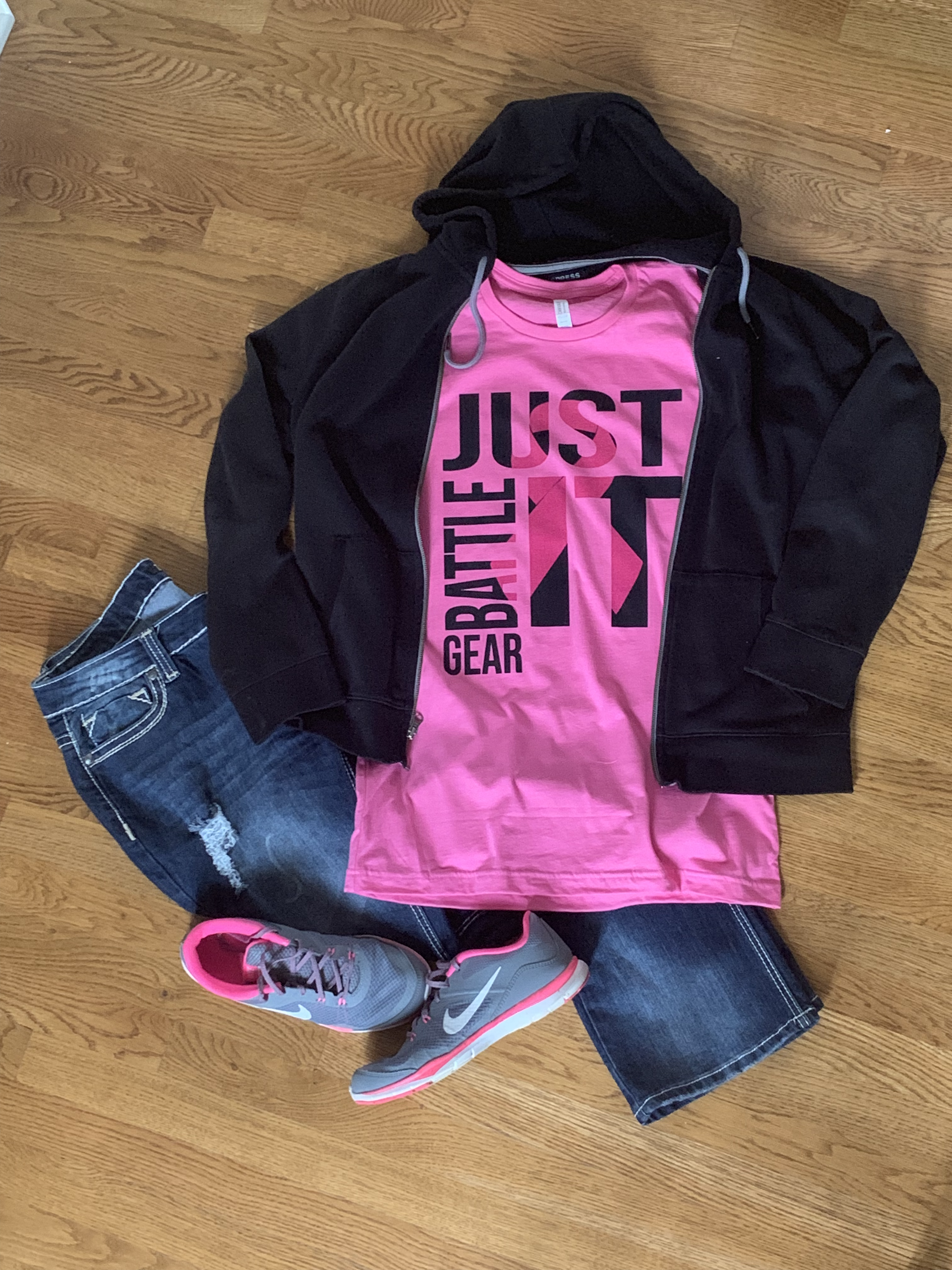 "Just Battle It" Breast Cancer Awareness Short Sleeve Tee