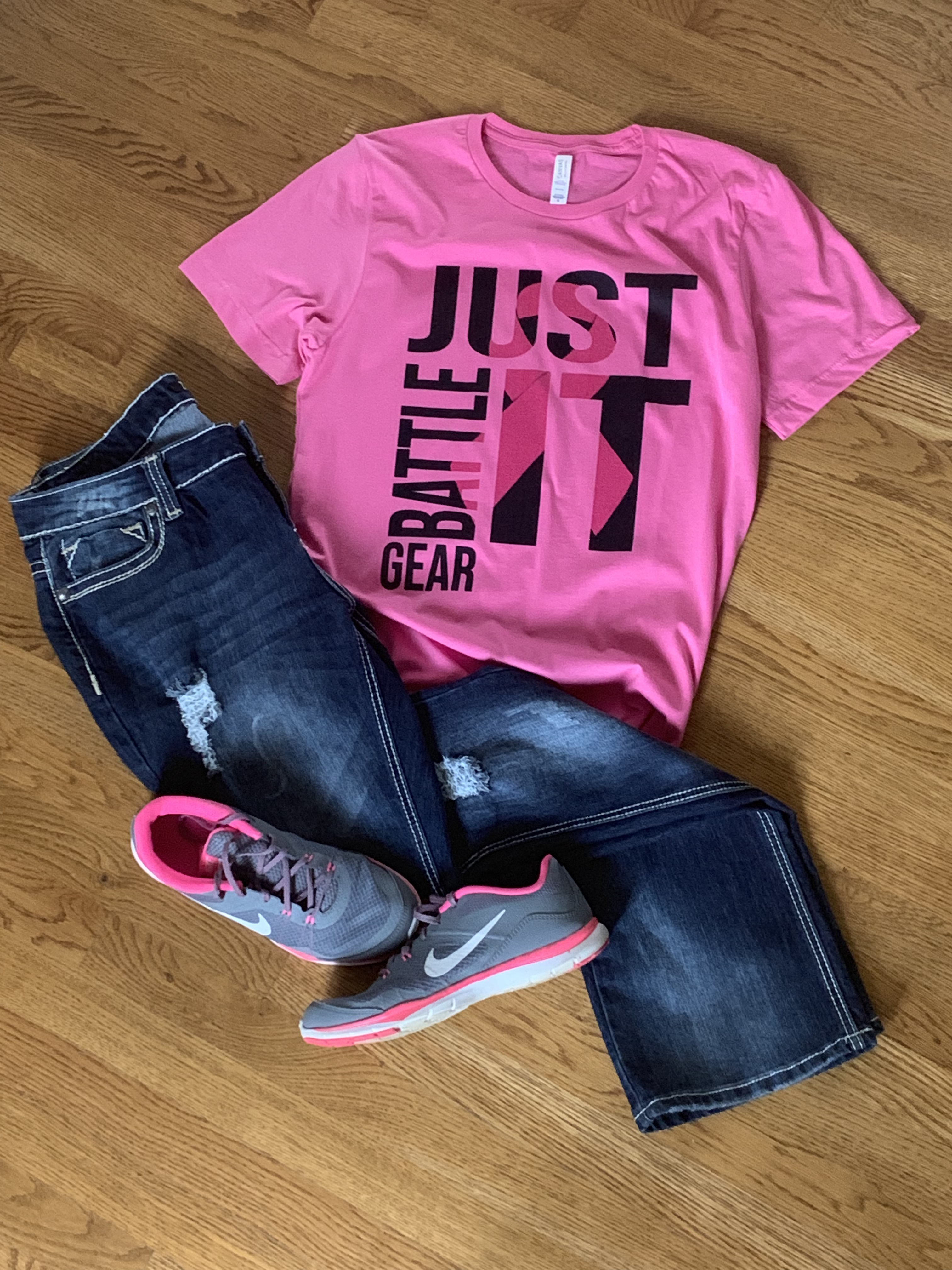 "Just Battle It" Breast Cancer Awareness Short Sleeve Tee