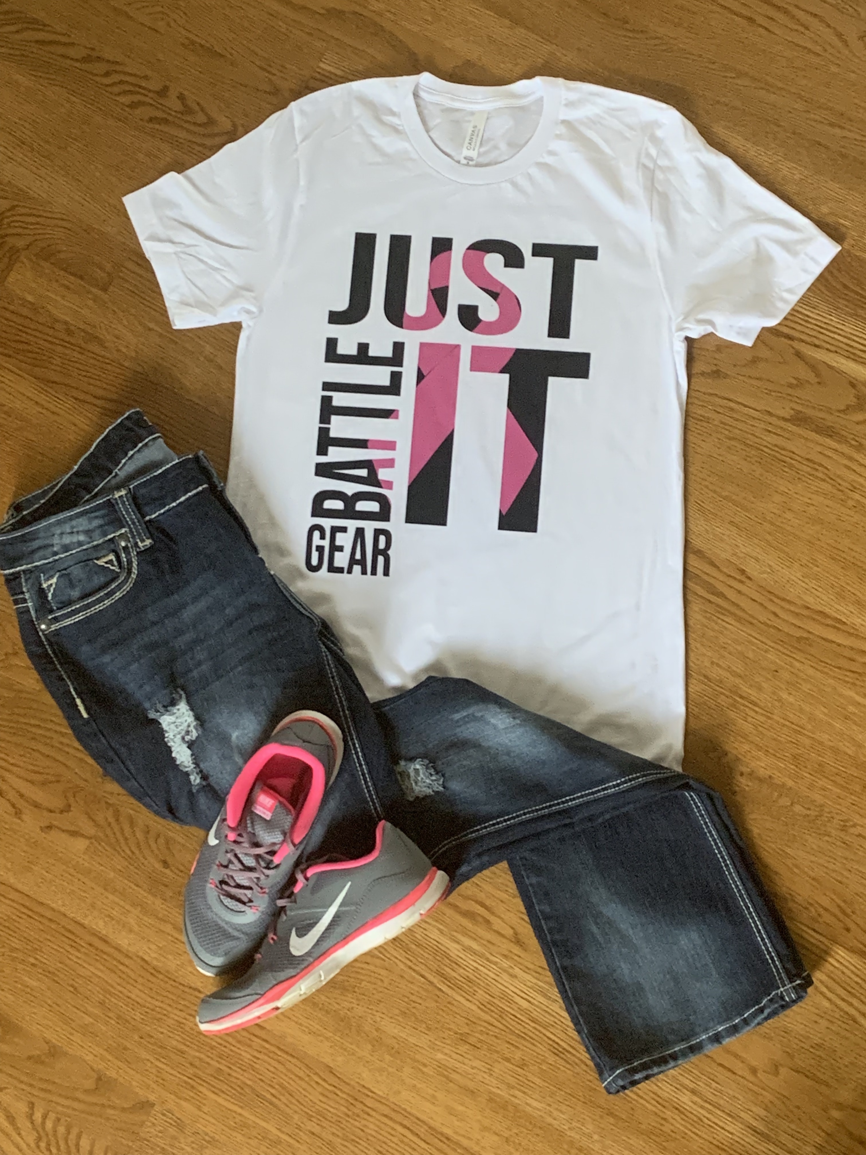 "Just Battle It" Breast Cancer Awareness Short Sleeve Tee 100072019