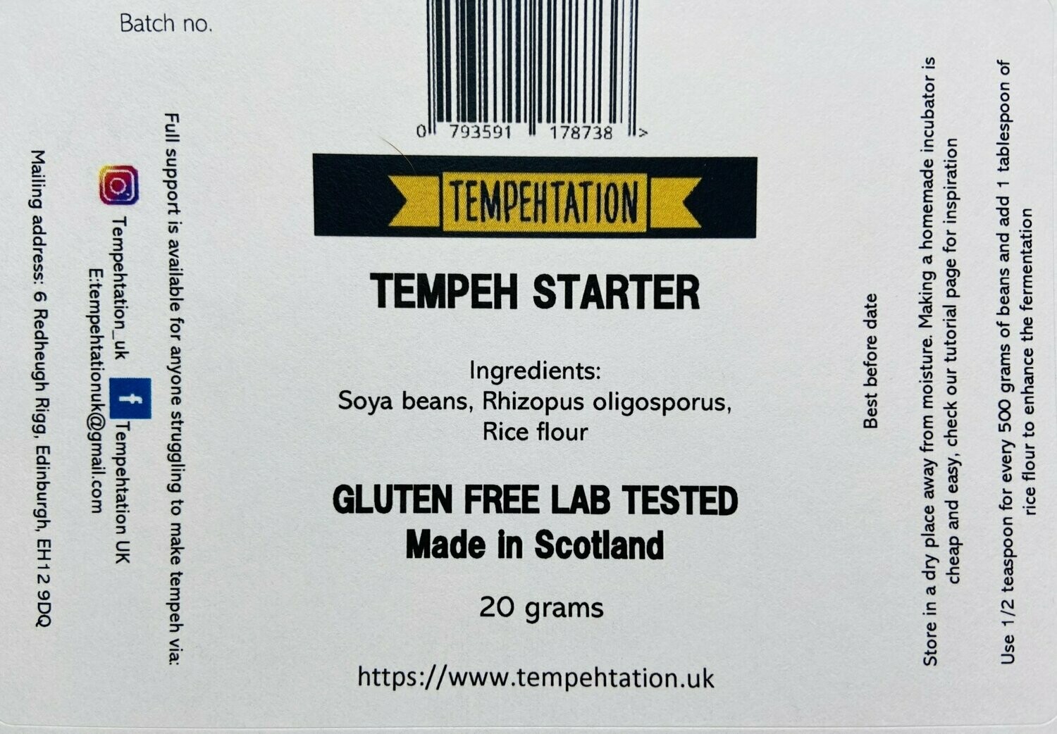 Tempeh starter 20 grams