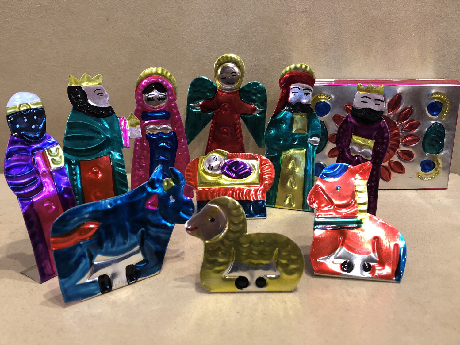 Mexican Painted Tin Nativity - Small Mexican Painted Tin Nativity - Small