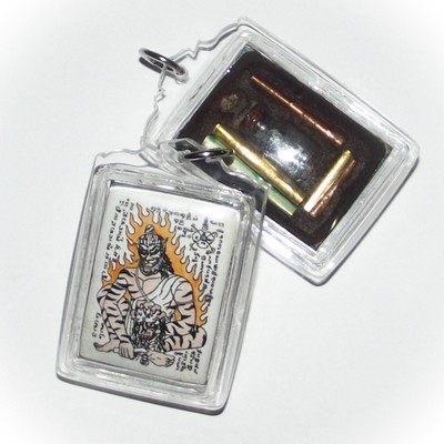 Locket Phu Jao Saming Prai (Tiger Face Ruesi) - Yellow Version - Ud Nam Man Prai + Chin Aathan relic + 4 Takrut 'Bucha Kroo 2555 BE' Edition - Pra Ajarn Oe - Free Casing Locket Phu Jao Saming Prai (Tiger Face Ruesi) - Yellow Version - Ud Nam Man Prai + Chin Aathan relic + 4 Takrut 'Bucha Kroo 2555 BE' Edition - Pra Ajarn Oe - Free Casing