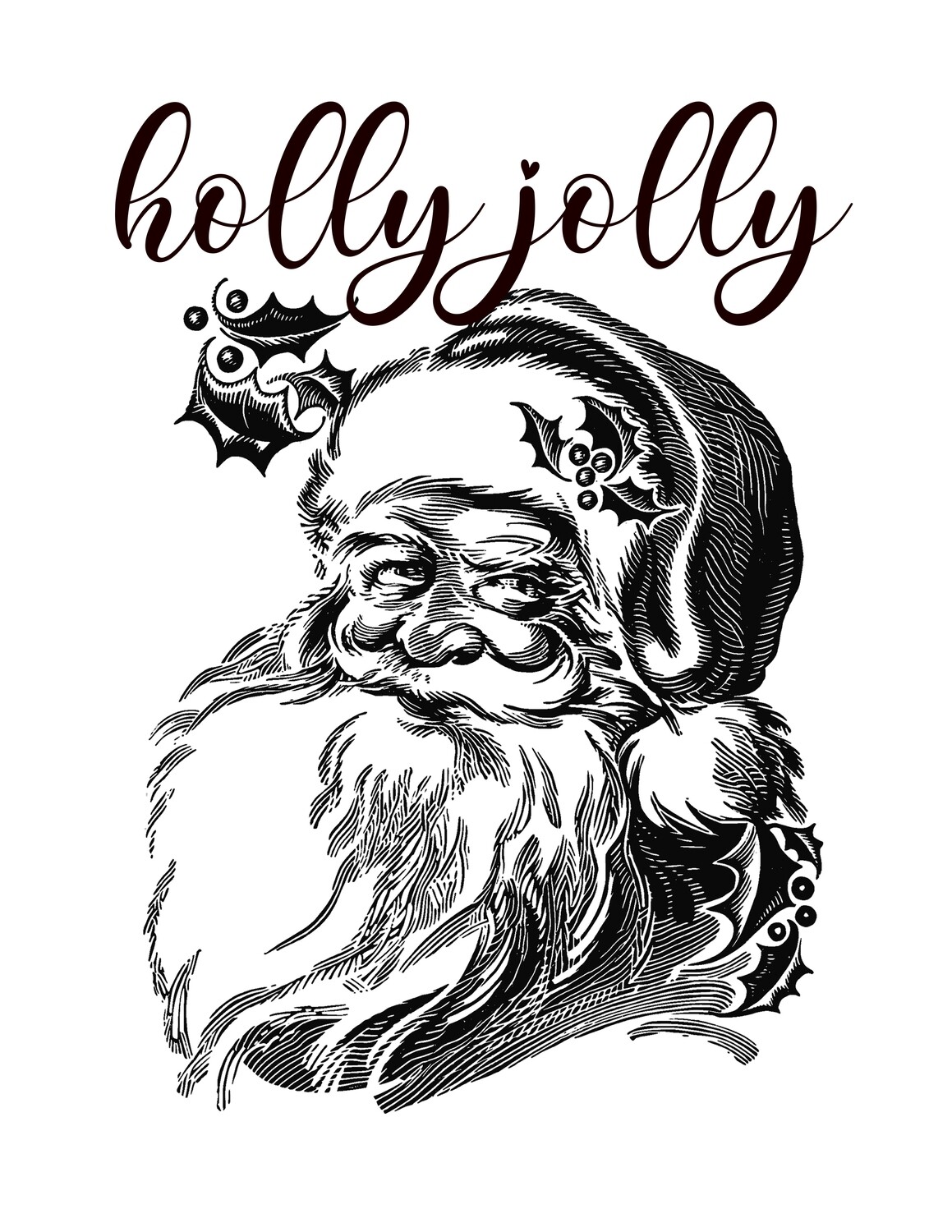 Holly Jolly Christmas Black and White Santa Free Printable Holly Jolly Christmas Black and White Santa Free Printable