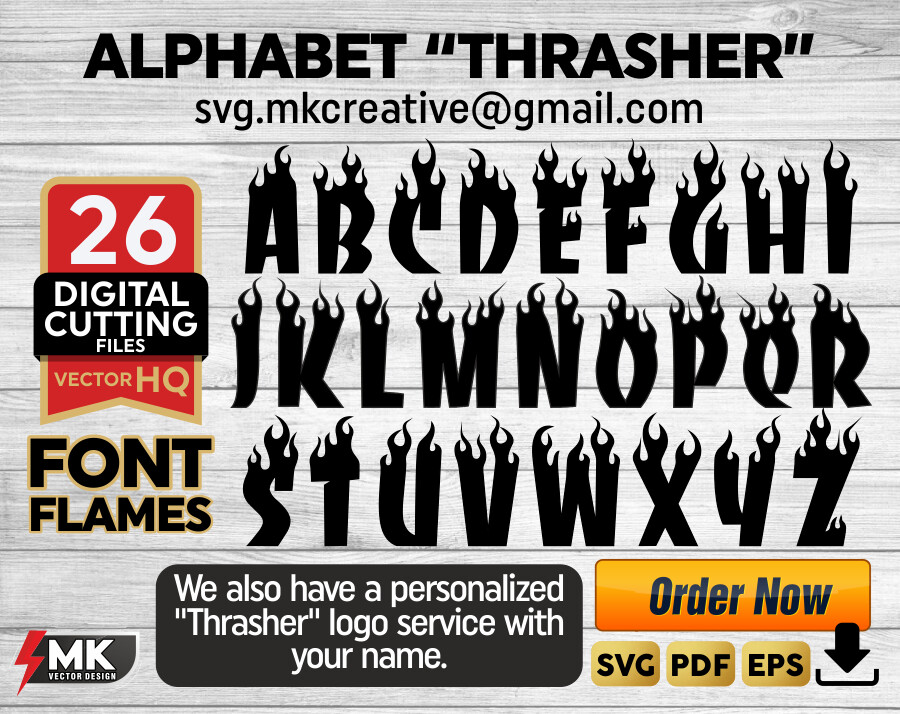 thrasher flame font free download