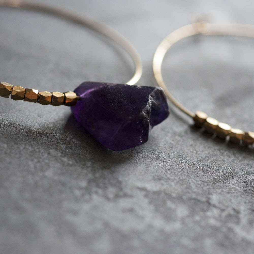 CREOLES AMY améthyste-Azucar Bijoux CREOLES AMY améthyste-Azucar Bijoux