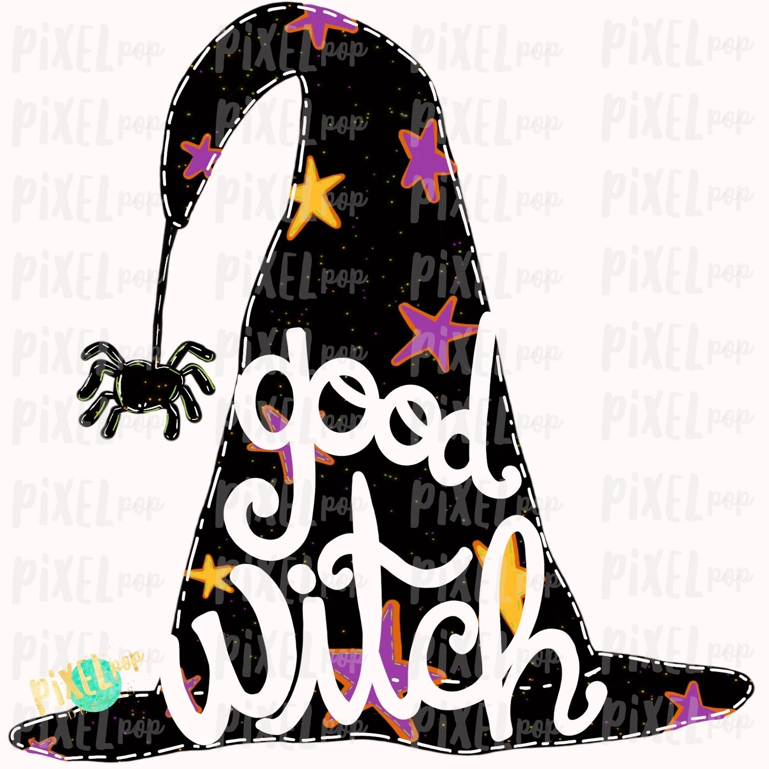 Download Good Witch Hat Spider Halloween Sublimation PNG | Hand ...