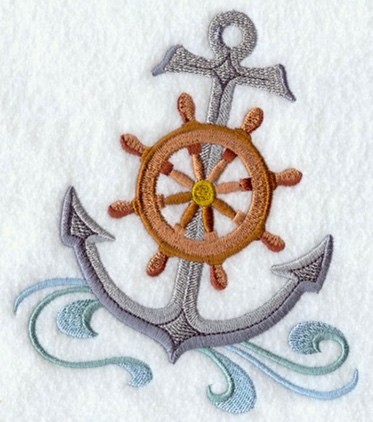 Bath Towel With Anchor and Ships Wheel Bath Towel With Anchor and Ships Wheel