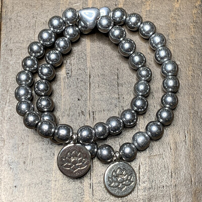 Hematite Protection Bracelet-Lotus Hematite Protection Bracelet-Lotus
