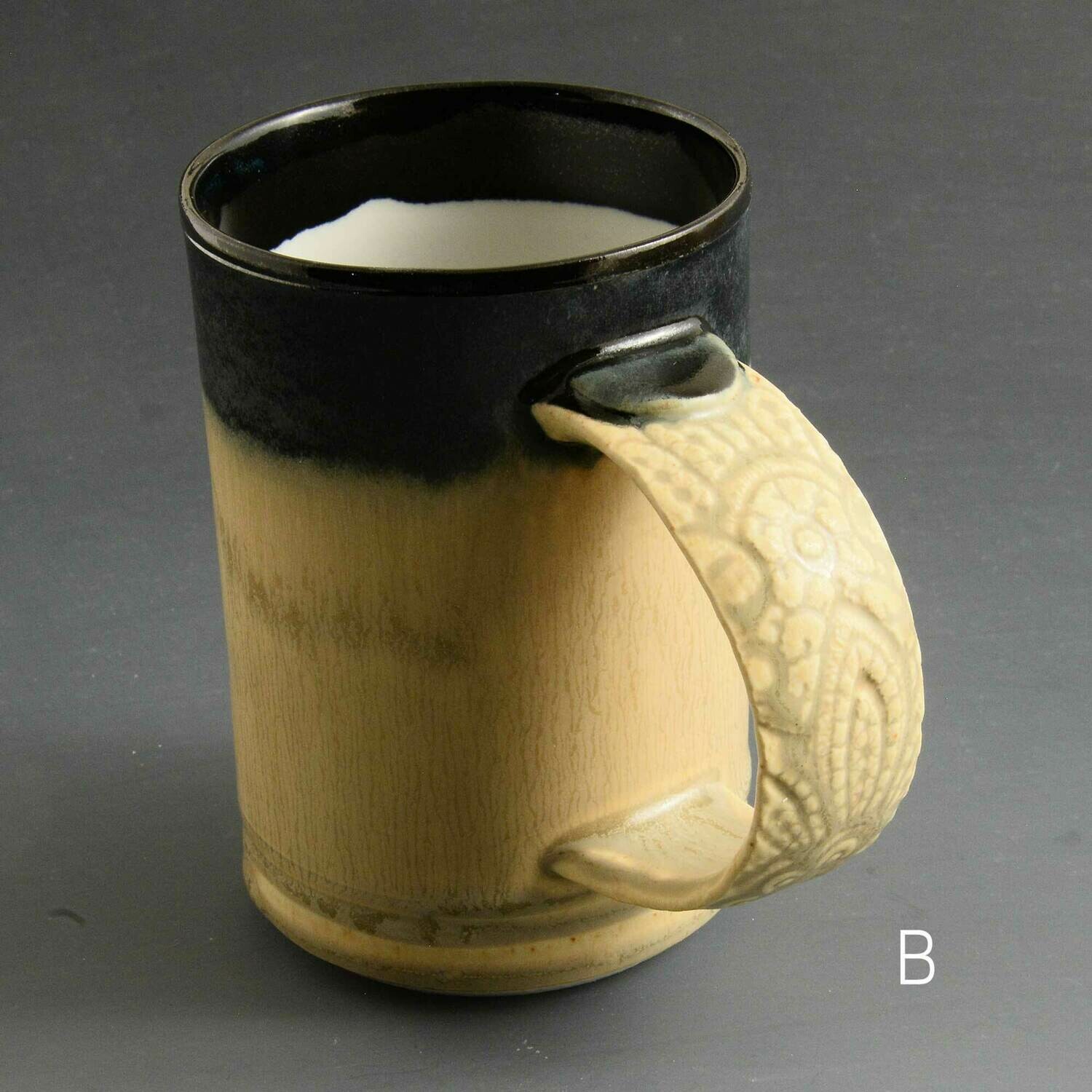 Mug - Dark top mug with textured handle Porcelain Mug - Dark top mug with textured handle Porcelain