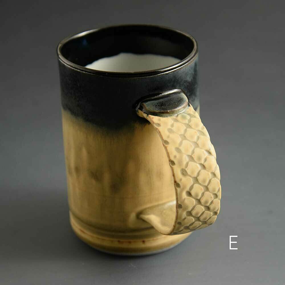 Mug - Dark top mug with textured handle Porcelain Mug - Dark top mug with textured handle Porcelain