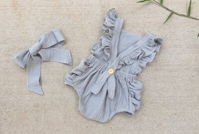 HARPER Muslin Ruffle Romper | Sage HARPER Muslin Ruffle Romper | Sage