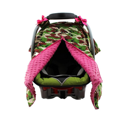 Camo Hot Pink Minky Car Seat Canopy | Snap Opening | Universal Camo Hot Pink Minky Car Seat Canopy | Snap Opening | Universal