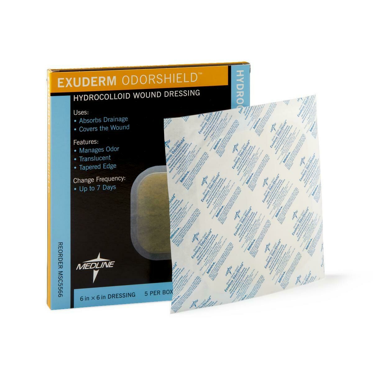 EXUDERM ODORSHIELF HYDROCOLLOID WOUND DRESSING 6" X 6" CS OF 5