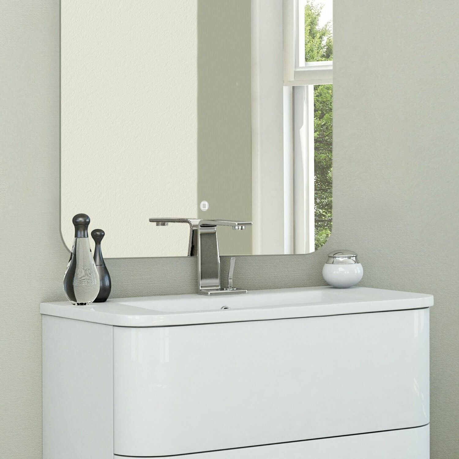 Lavabo Con Mobile Sospeso.Mobile Sospeso Modello Dayton 80 Cm Con Lavabo In Resina Con Specchio E Doppio Cassettone Bianco Lucido