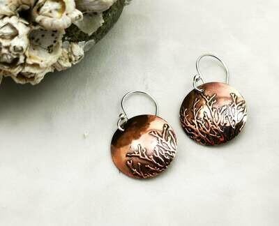 Ocean Jewelry, Copper Patterned, Copper Jewelry, Copper Earrings, Round Jewelry, Round Earrings, Circle Jewelry, Seaweed, Seaweed Jewelry, Coral Jewelry Ocean Jewelry, Copper Patterned, Copper Jewelry, Copper Earrings, Round Jewelry, Round Earrings, Circle Jewelry, Seaweed, Seaweed Jewelry, Coral Jewelry