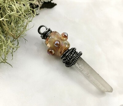 Crystal Healing, Crystal Quartz Points, Quartz Healing Stones, Reiki, Meditation, Lampwork, Crystal Pendant, Steel Wire Wrapped, Steel Wire, Pendant, Necklace, Gifts for Her, One of a Kind Crystal Healing, Crystal Quartz Points, Quartz Healing Stones, Reiki, Meditation, Lampwork, Crystal Pendant, Steel Wire Wrapped, Steel Wire, Pendant, Necklace, Gifts for Her, One of a Kind